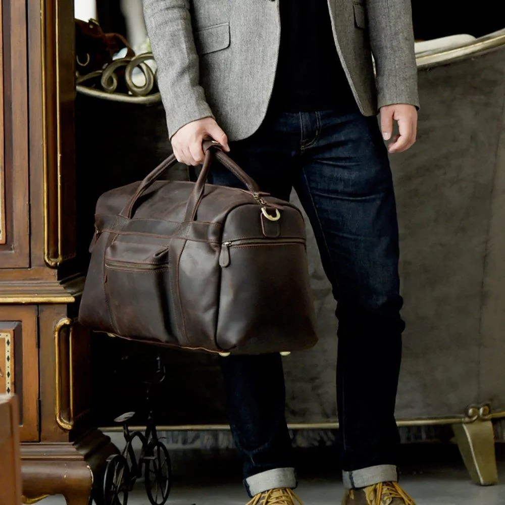 23'' Cowhide Leather Weekender Bag for Men