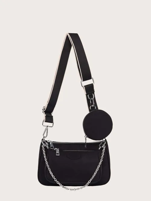 3pcs Geometric Print Shoulder Bag Set