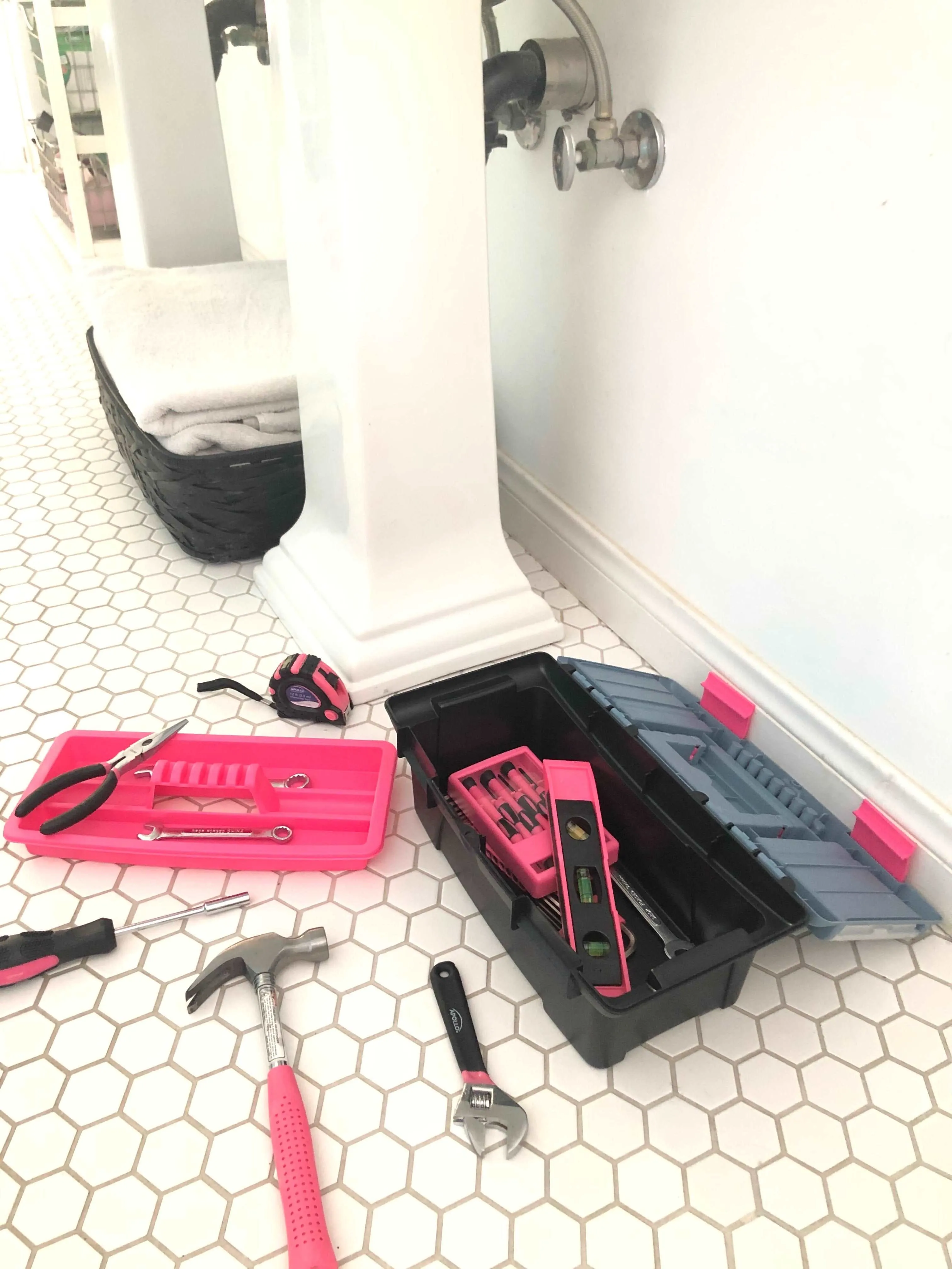53 Piece Household Tool Kit with Tool Box Pink- DT9773P