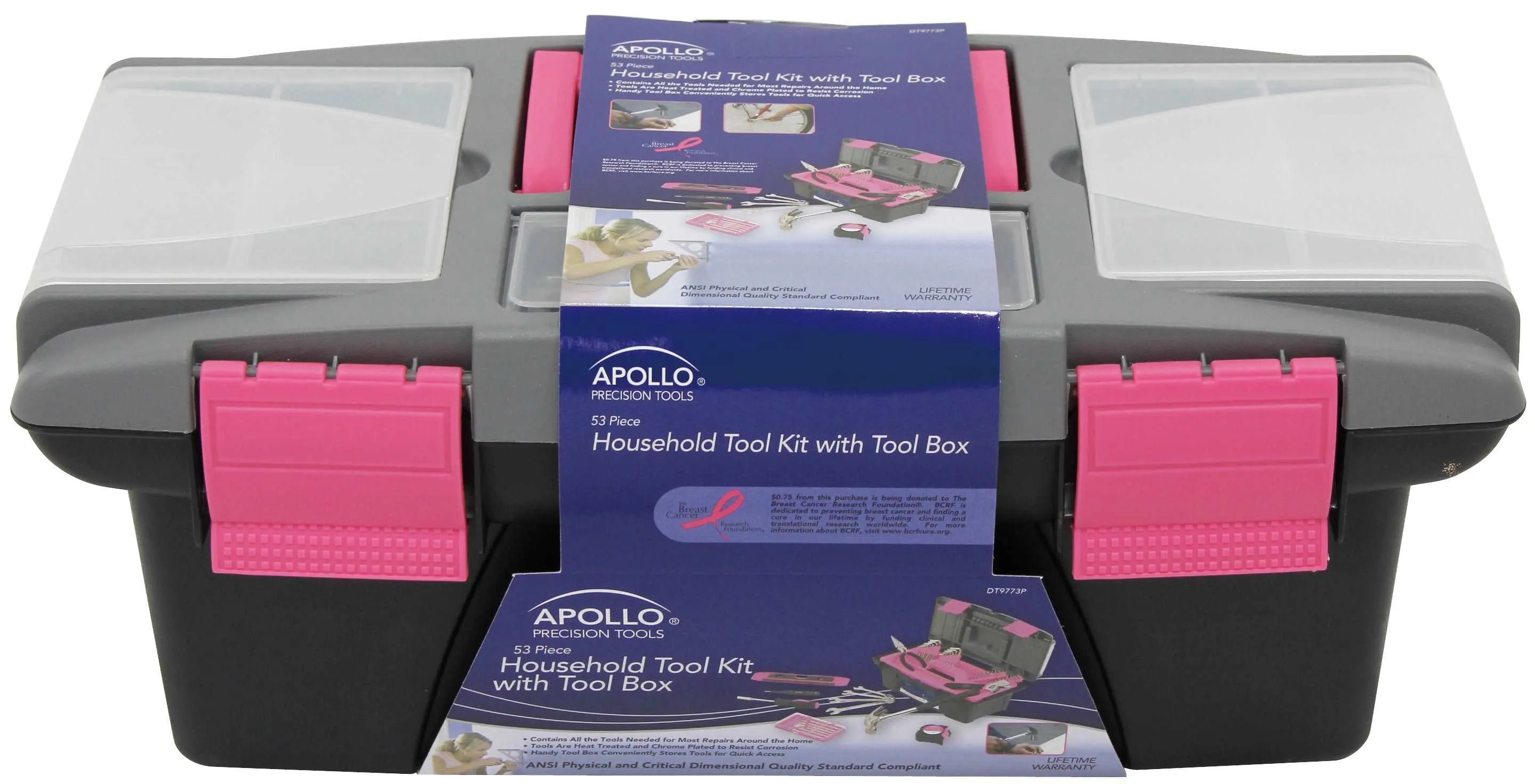 53 Piece Household Tool Kit with Tool Box Pink- DT9773P