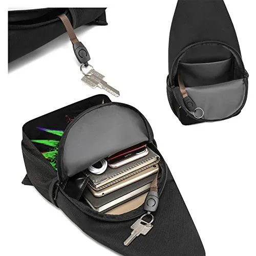 Alomama The Legend of Zelda The Ancient Evil Majoras Mask Sling Backpack Sling Bag Black Crossbody Daypack Casual Backpack for Travel, Hiking, Cycling, Camping for Women & Men