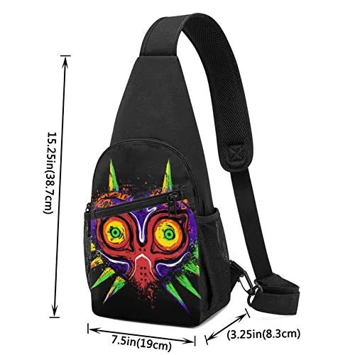 Alomama The Legend of Zelda The Ancient Evil Majoras Mask Sling Backpack Sling Bag Black Crossbody Daypack Casual Backpack for Travel, Hiking, Cycling, Camping for Women & Men