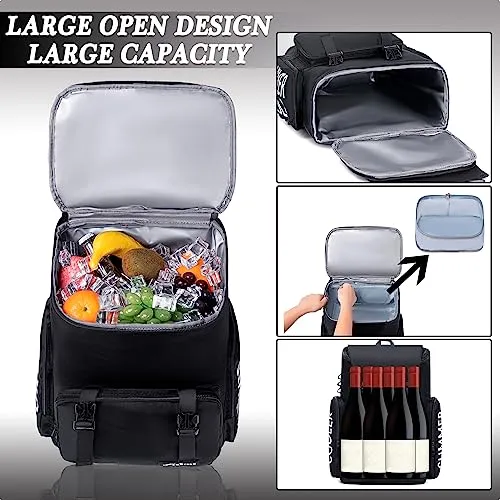 Backpack Cooler - Cooler Bookbag for Men Women 36 Can Insulated Picnic Backpack Leak-Proof Waterproof Soft Cooler Bag Thermal Bag Lunch Backpack for Ice, Beach, Drink, Travel, Camping, Car, Hiking