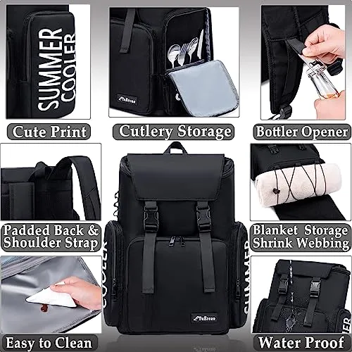 Backpack Cooler - Cooler Bookbag for Men Women 36 Can Insulated Picnic Backpack Leak-Proof Waterproof Soft Cooler Bag Thermal Bag Lunch Backpack for Ice, Beach, Drink, Travel, Camping, Car, Hiking