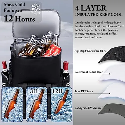 Backpack Cooler - Cooler Bookbag for Men Women 36 Can Insulated Picnic Backpack Leak-Proof Waterproof Soft Cooler Bag Thermal Bag Lunch Backpack for Ice, Beach, Drink, Travel, Camping, Car, Hiking