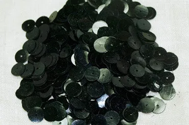 Bag of 7mm Flat Black Sateen Sequins