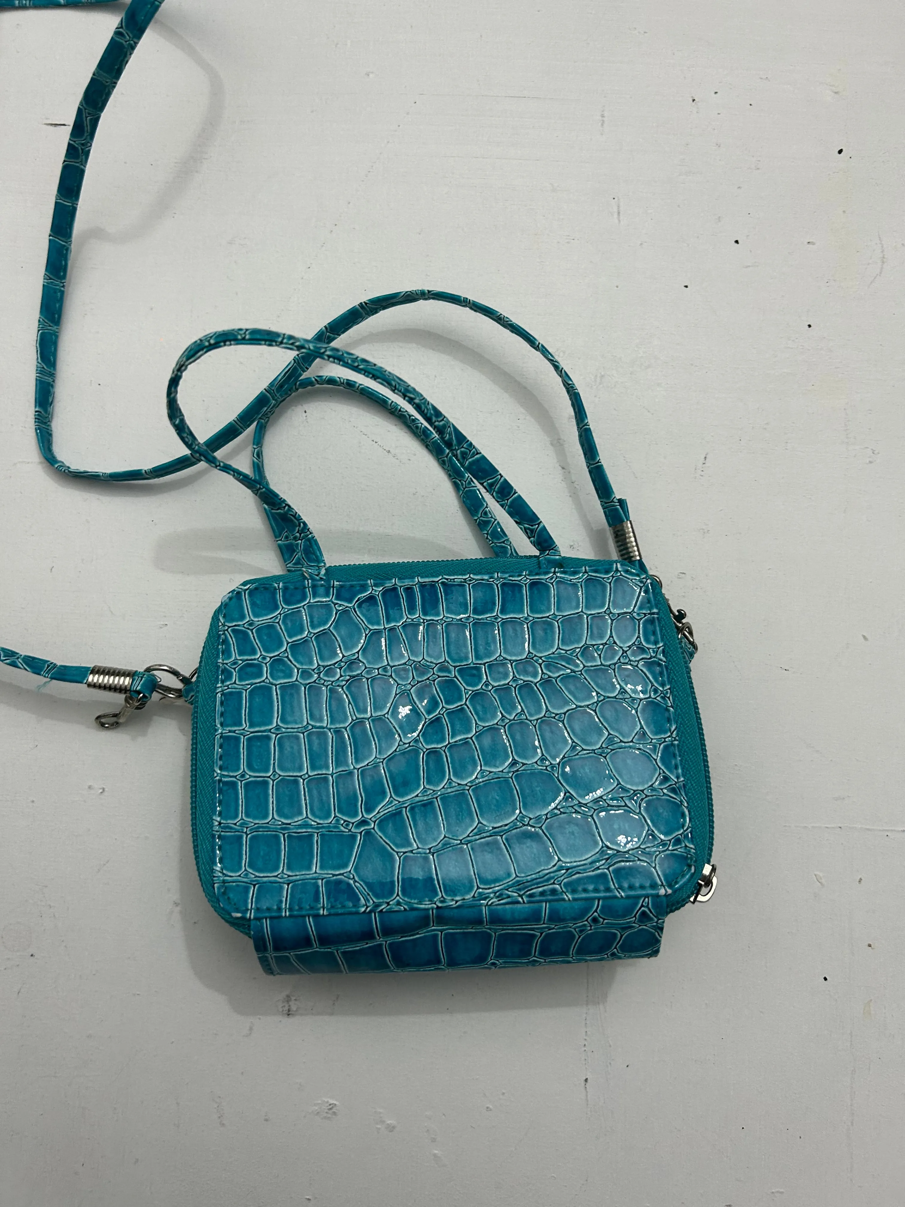 Blue croco  y2k mini wallet bag