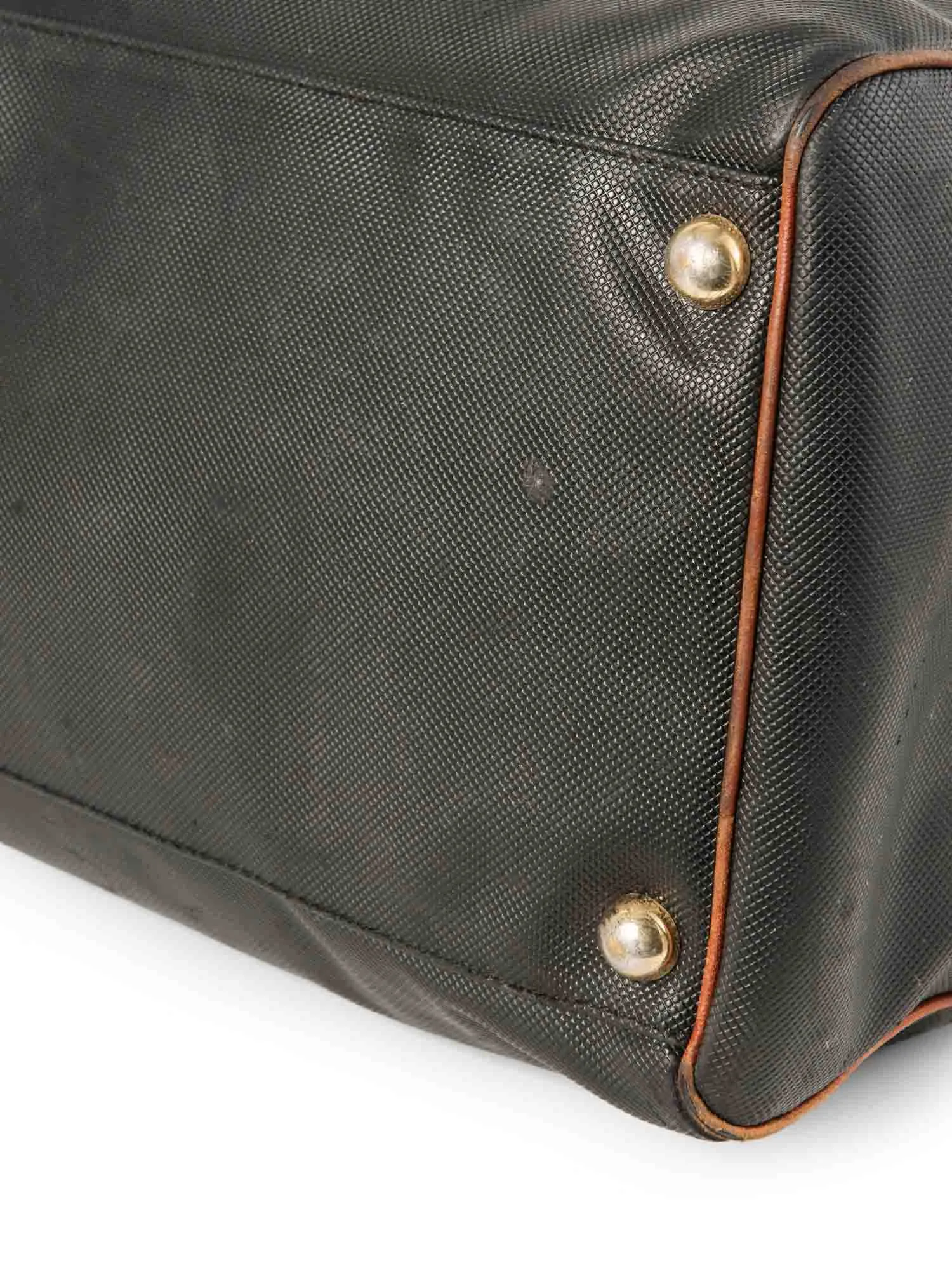 Bottega Veneta Vintage Leather Duffle Weekender Bag Black Brown