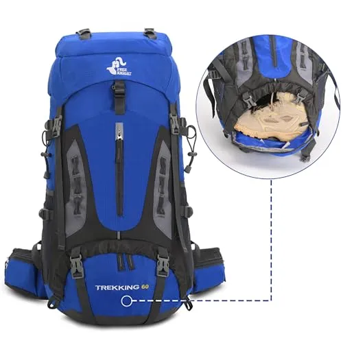 Bseash 60L Hiking Camping Backpack with Rain Cover, Waterproof Large