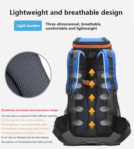 Bseash 60L Hiking Camping Backpack with Rain Cover, Waterproof Large