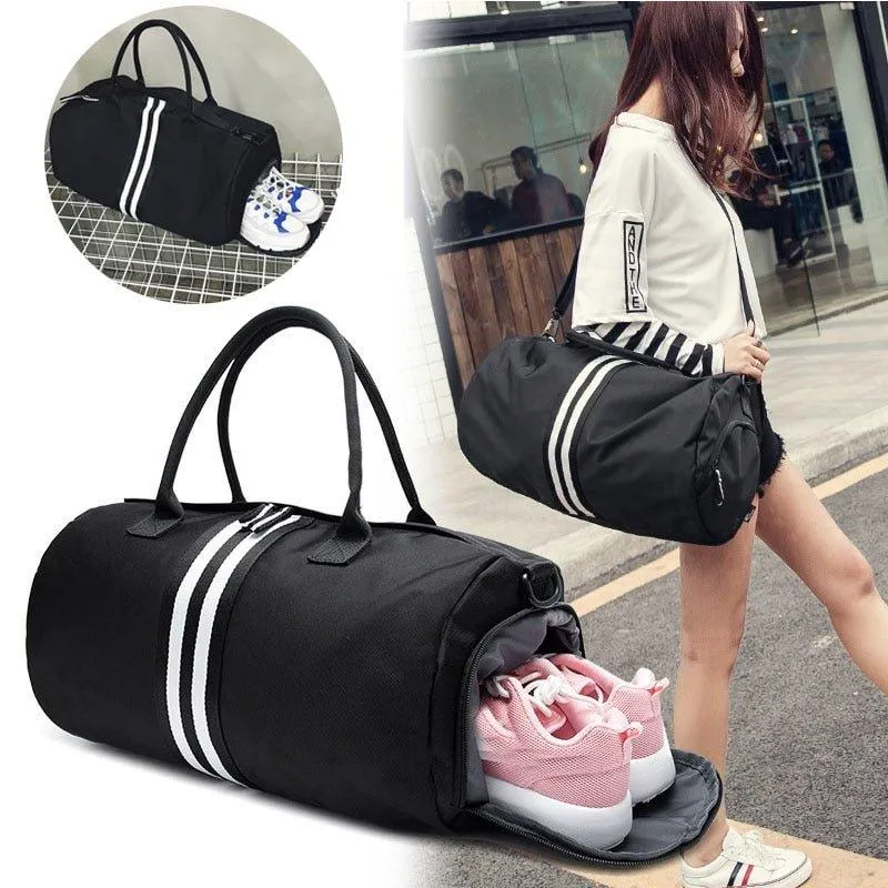 Canvas Duffle Bag Mens Womens Black Duffel Handbag