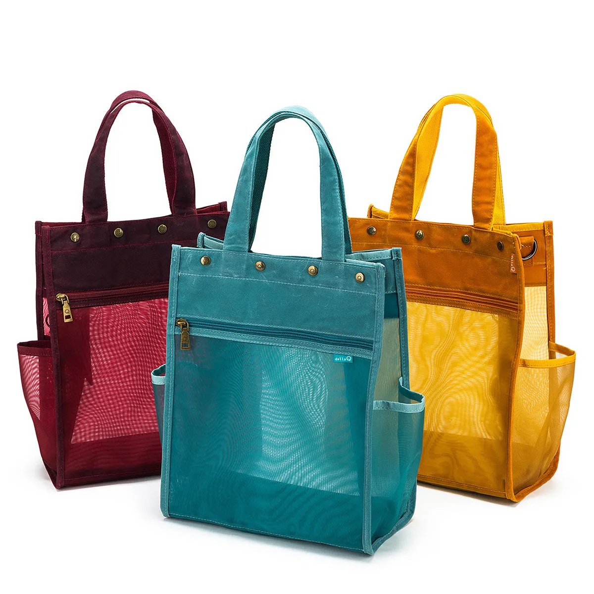 della Q Maker's Tall Mesh Tote - Mustard