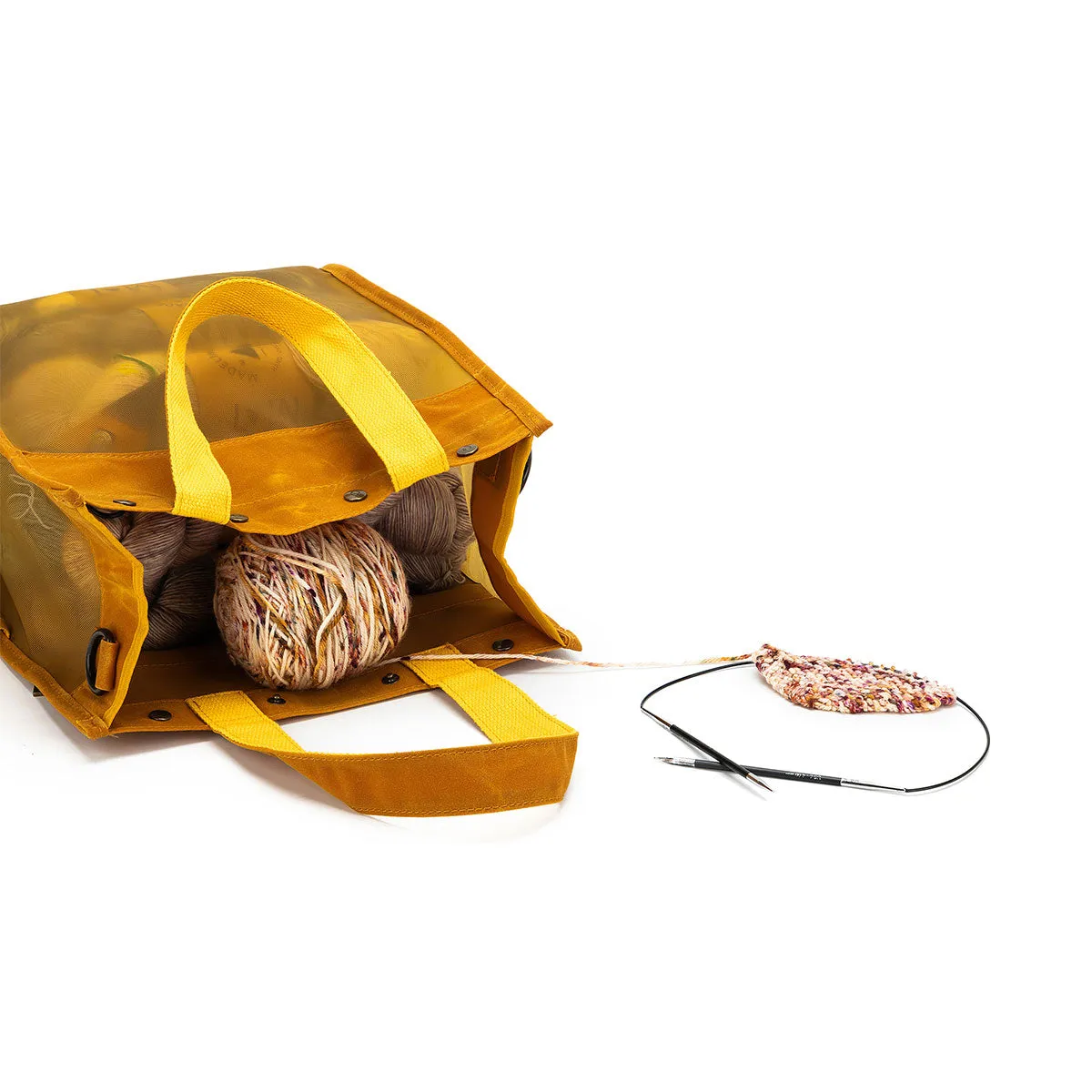 della Q Maker's Tall Mesh Tote - Mustard