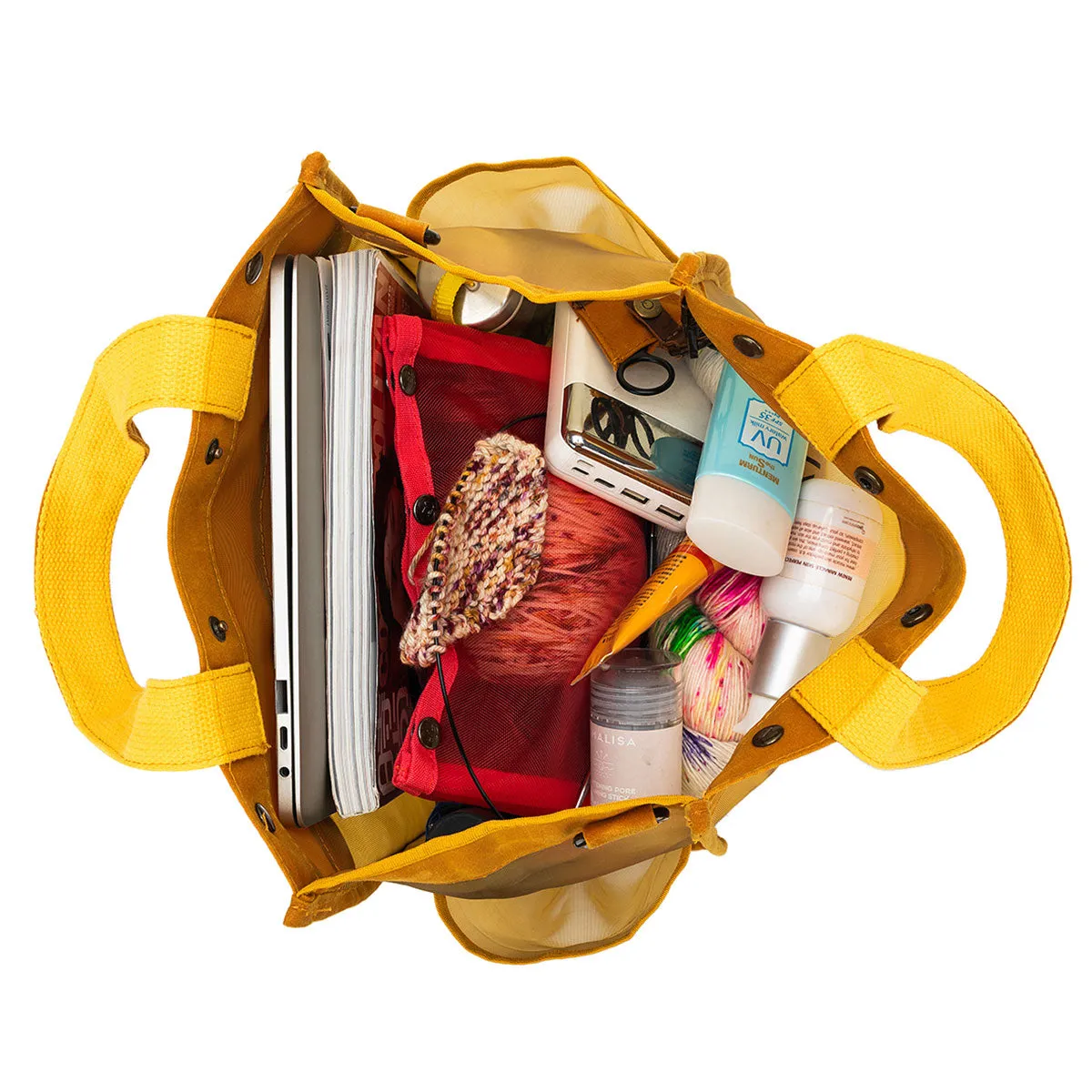 della Q Maker's Tall Mesh Tote - Mustard