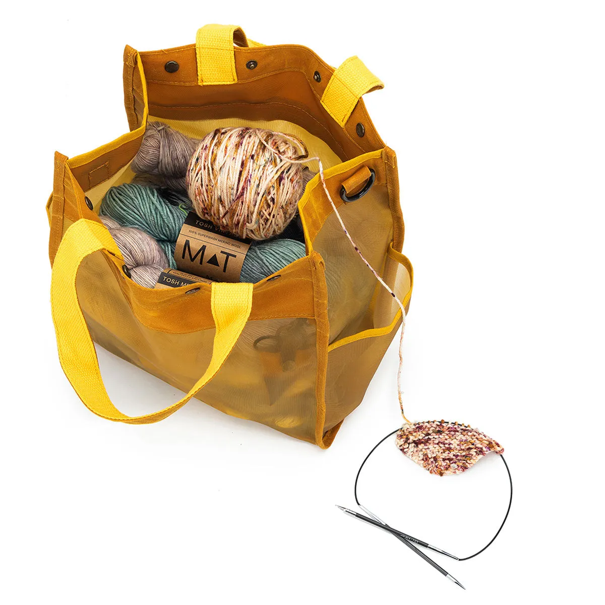 della Q Maker's Tall Mesh Tote - Mustard