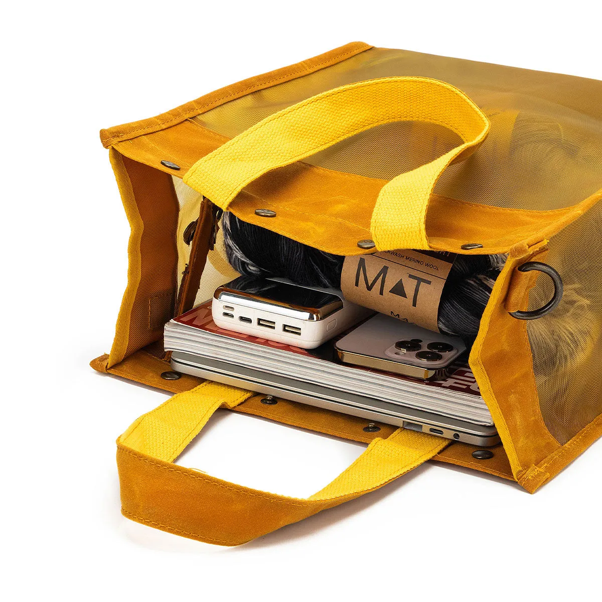 della Q Maker's Tall Mesh Tote - Mustard