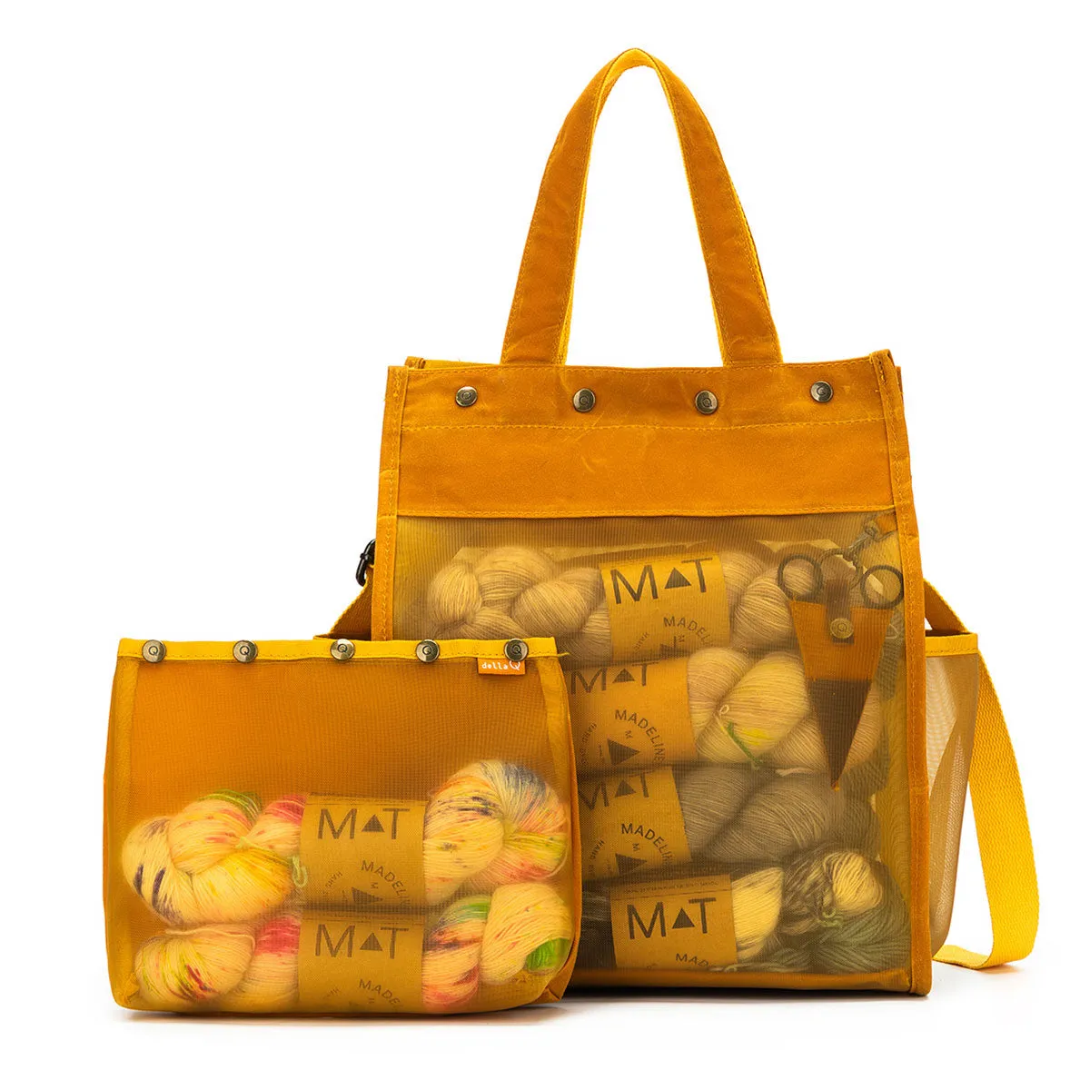 della Q Maker's Tall Mesh Tote - Mustard