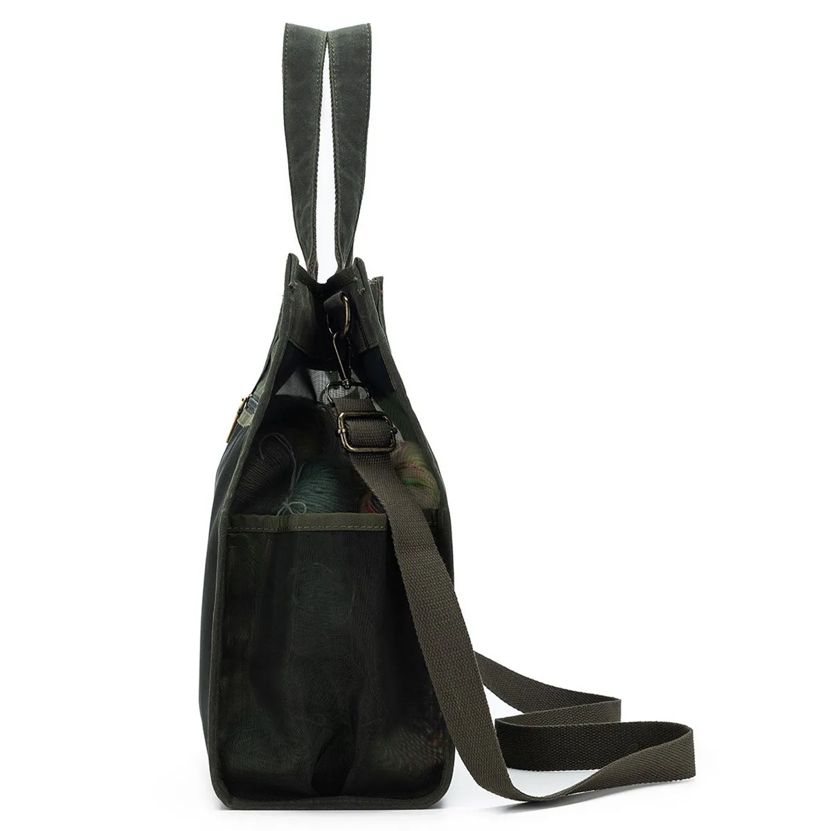 della Q Maker's Tall Mesh Tote - Olive