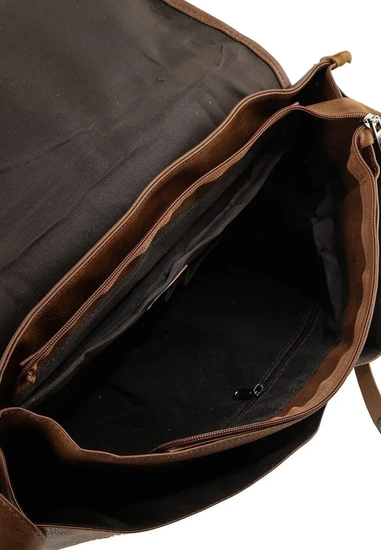 Distressed Leather Nomad Messenger Bag - Camel
