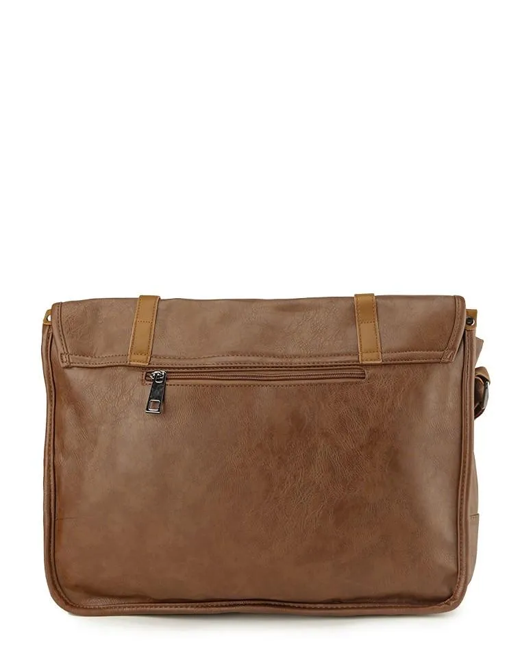 Distressed Leather Nomad Messenger Bag - Camel