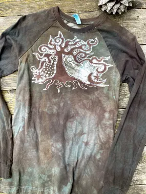 Earth Tree - Raglan Long Sleeve Batik Top by Batikwalla - Size Small (unisex)
