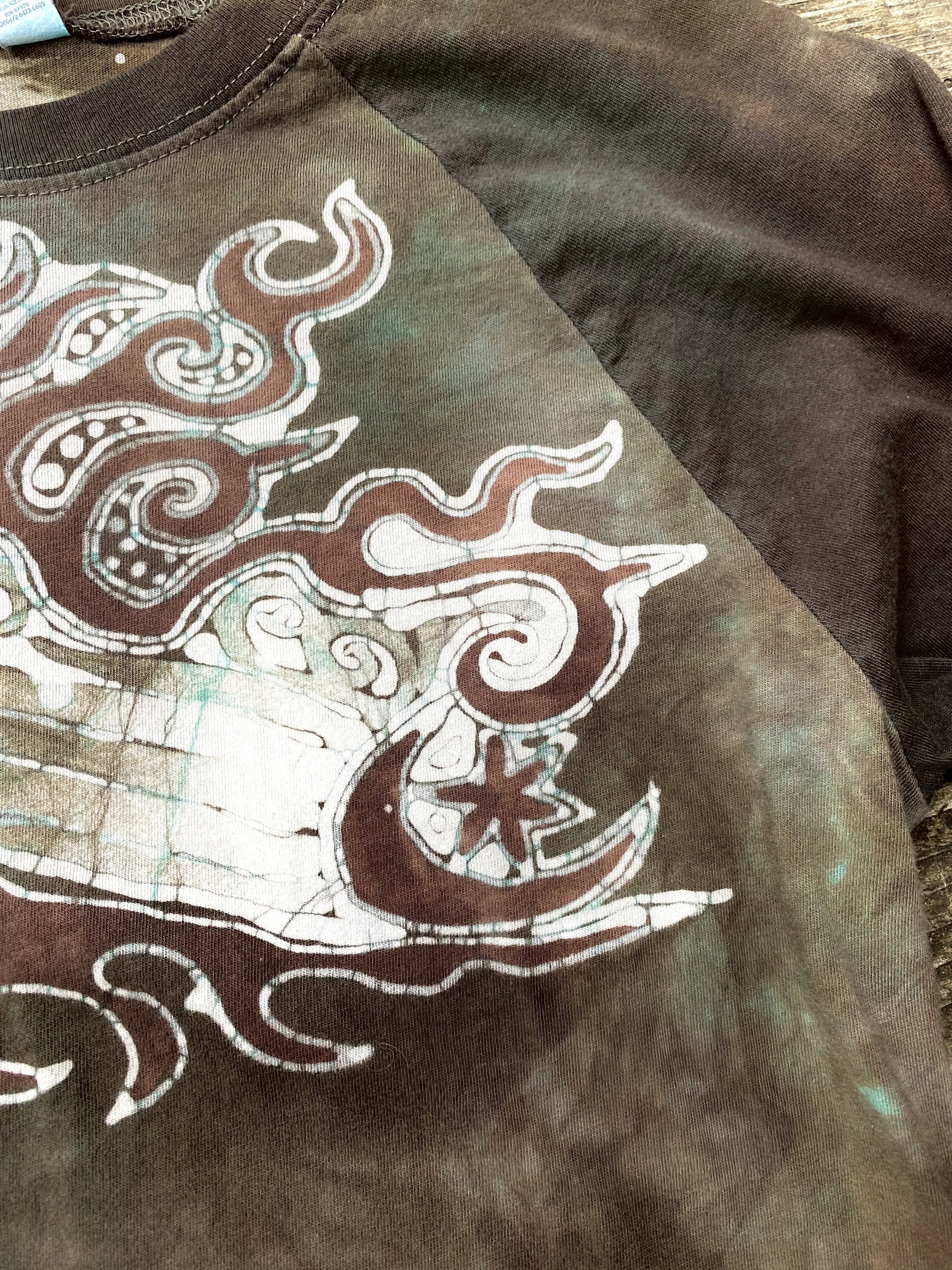 Earth Tree - Raglan Long Sleeve Batik Top by Batikwalla - Size Small (unisex)