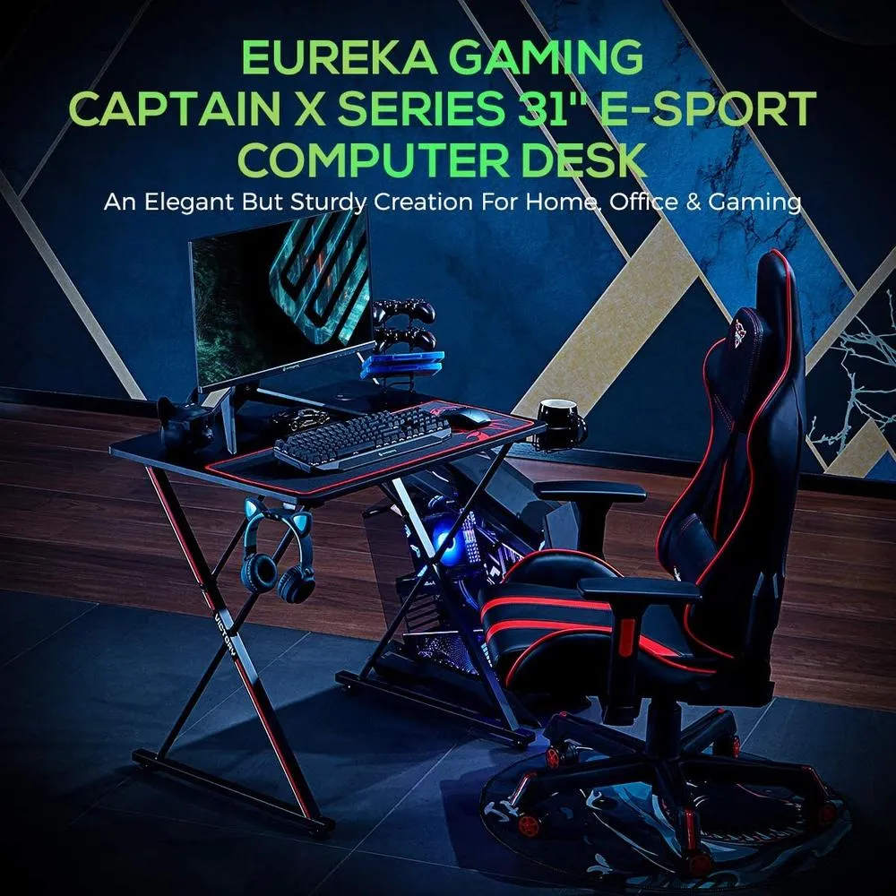 EUREKA ERGONOMIC 31 Inch Gaming Desk for Small Spaces, ERK-X31-B