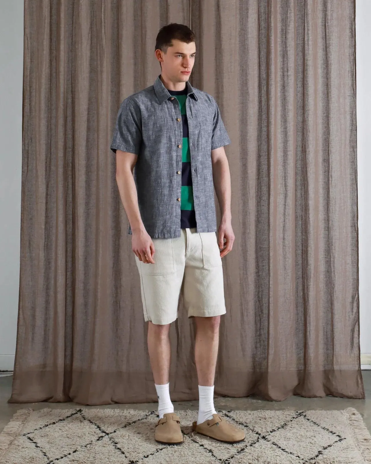 Far Afield - Costa Shirt - Navy Chambray Slub