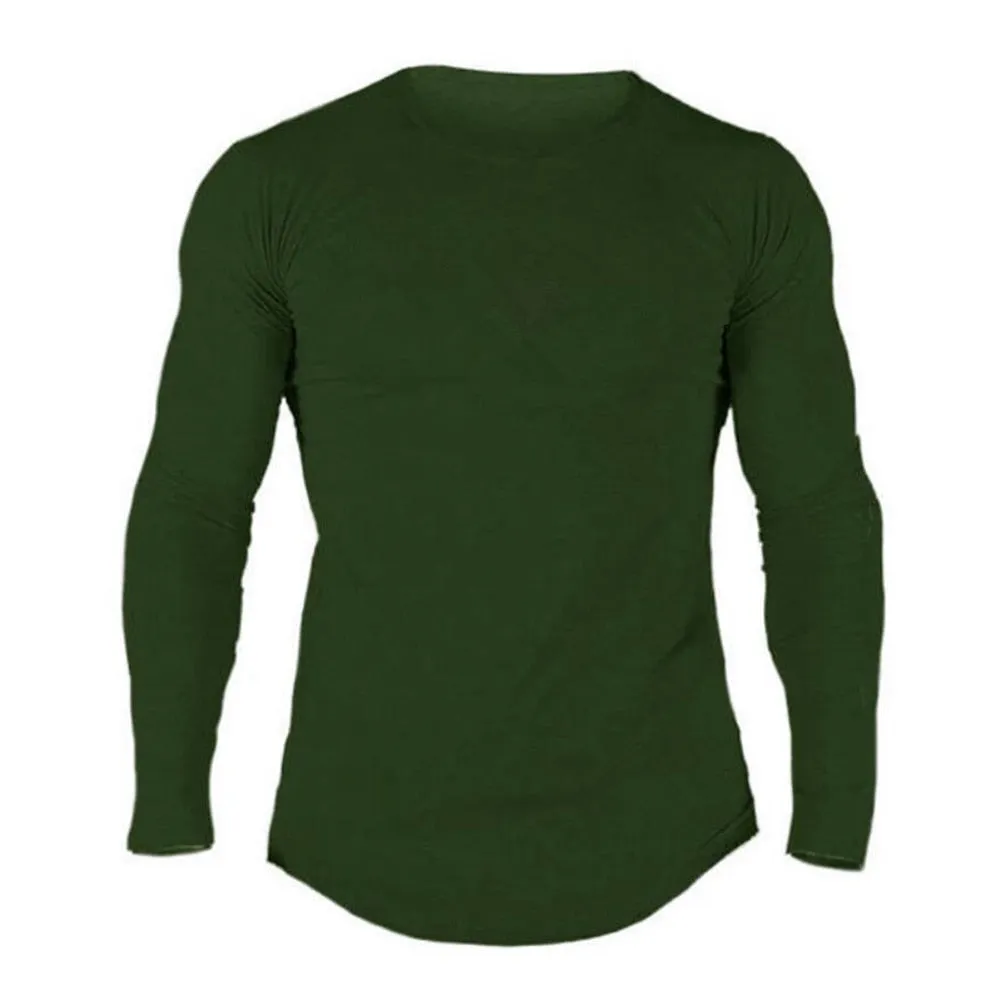 Gym Fitness T-shirt Men Casual Long Sleeve Cotton Shirt Male Camouflage Tee Tops Autumn Running Sport Workout Clothes Apparel