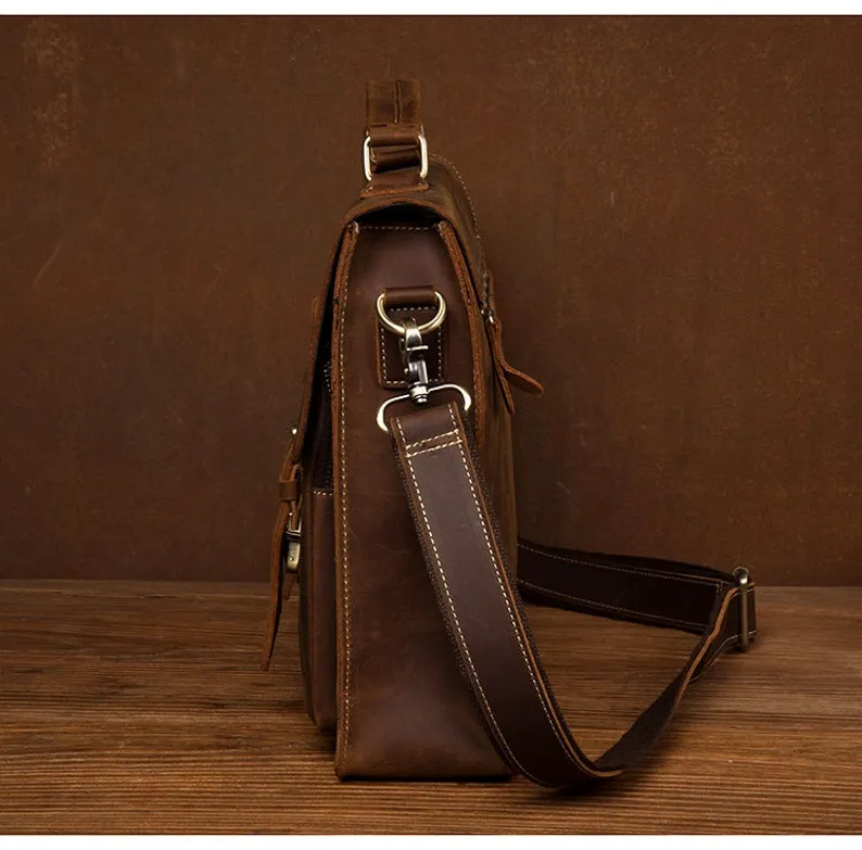 Handmade Full Grain Leather Briefcase Leather Messenger Bag