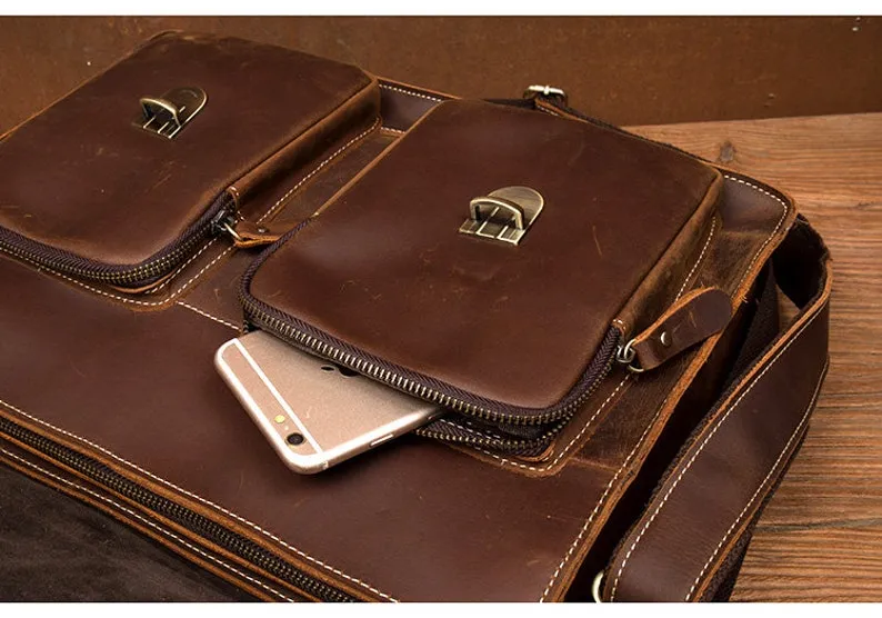 Handmade Full Grain Leather Briefcase Leather Messenger Bag