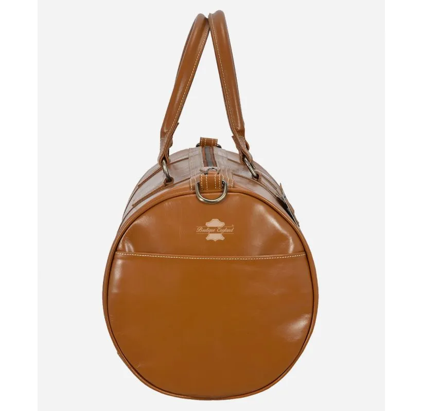 Holdall Leather Weekend bag, Travel Bag Duffel Gym Bag Tan