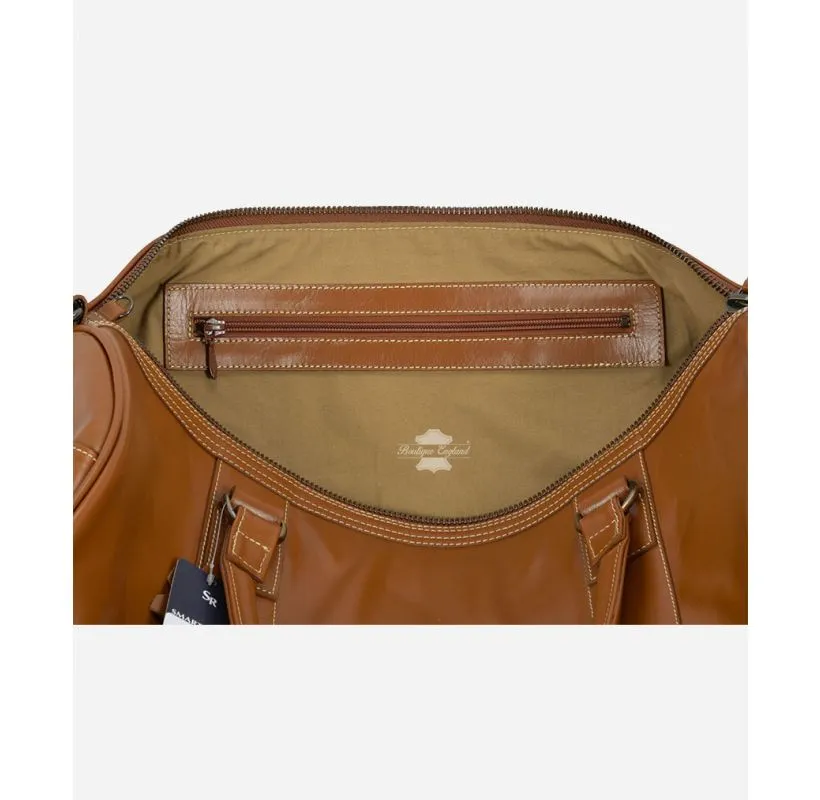 Holdall Leather Weekend bag, Travel Bag Duffel Gym Bag Tan