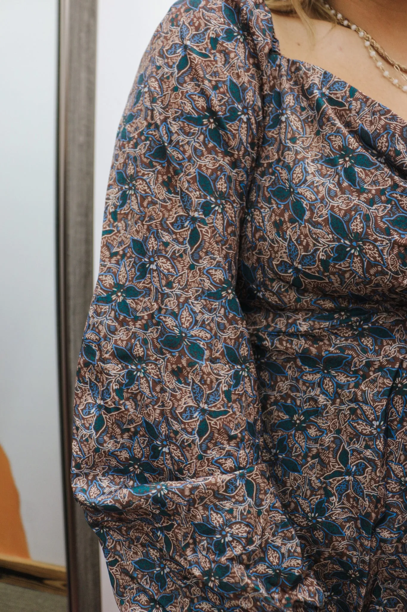 Just Looking Out Brown Floral Midi Dress