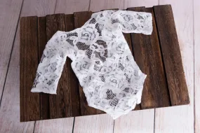 Lace Bodysuit - White - Model 2