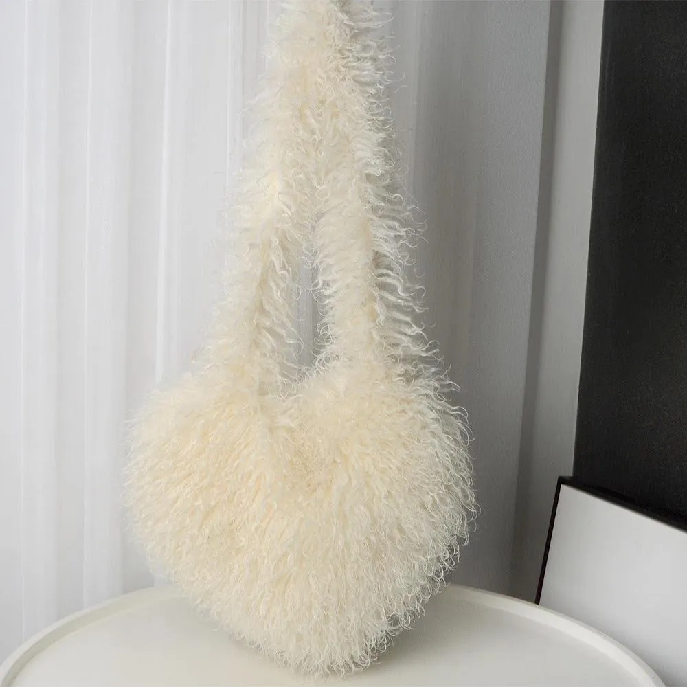 Ladies Y2K Heart-Shaped Plush Bag SKAB4091
