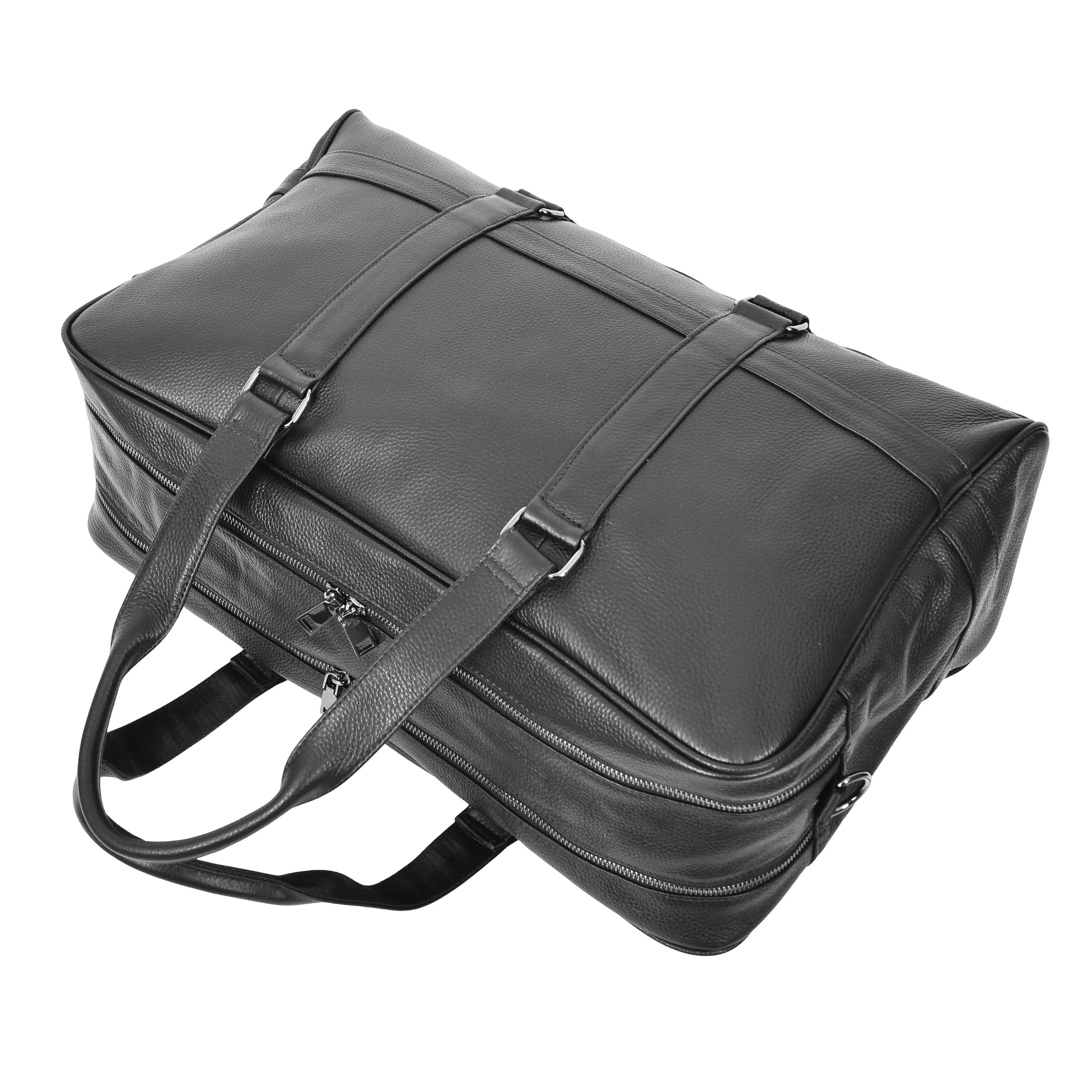 Leather Holdall Weekend Bag Preston Black