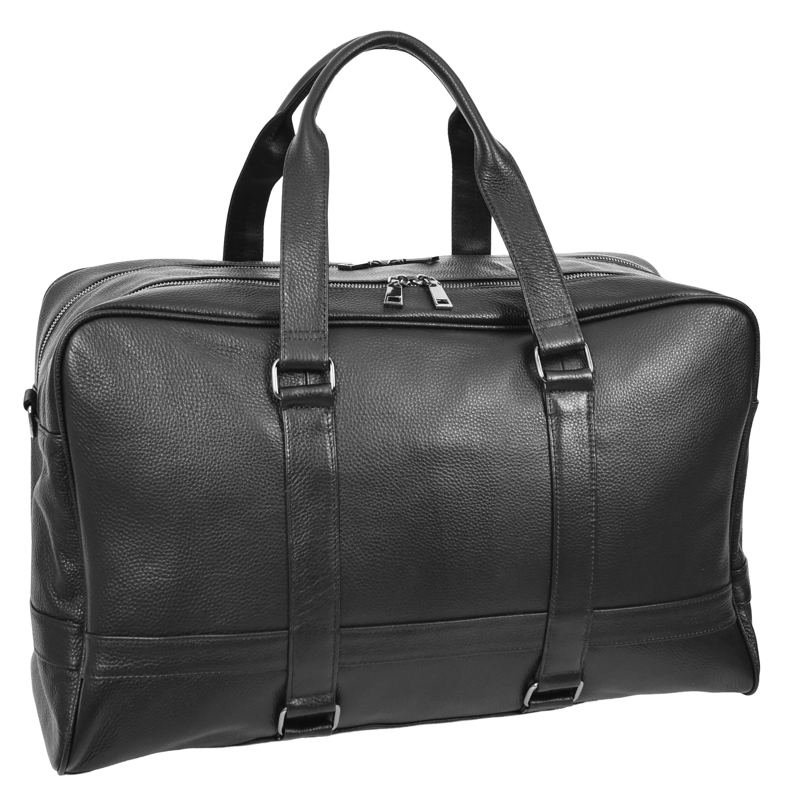 Leather Holdall Weekend Bag Preston Black
