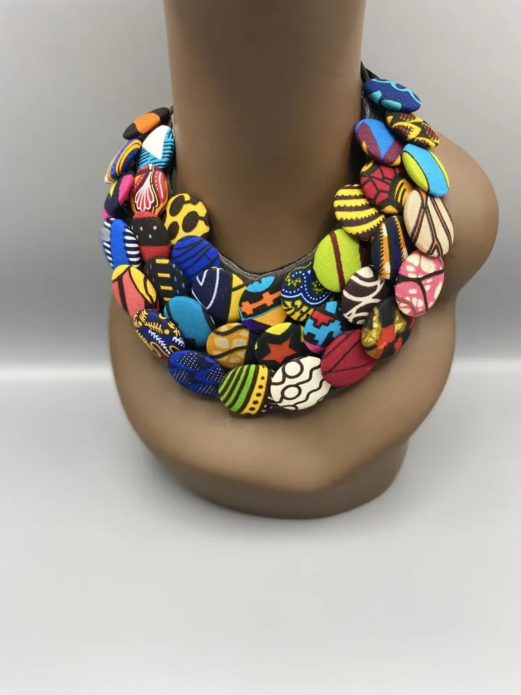 Nkrumah 3-Tier Button Necklace