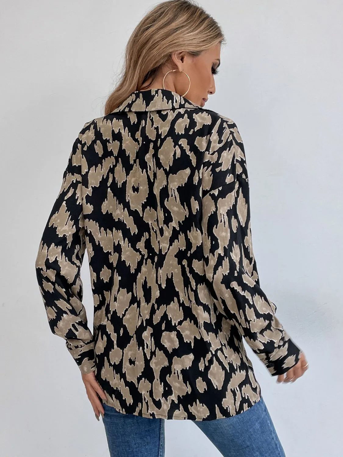 Printed Button Down Collared Neck Long Sleeve Shirt