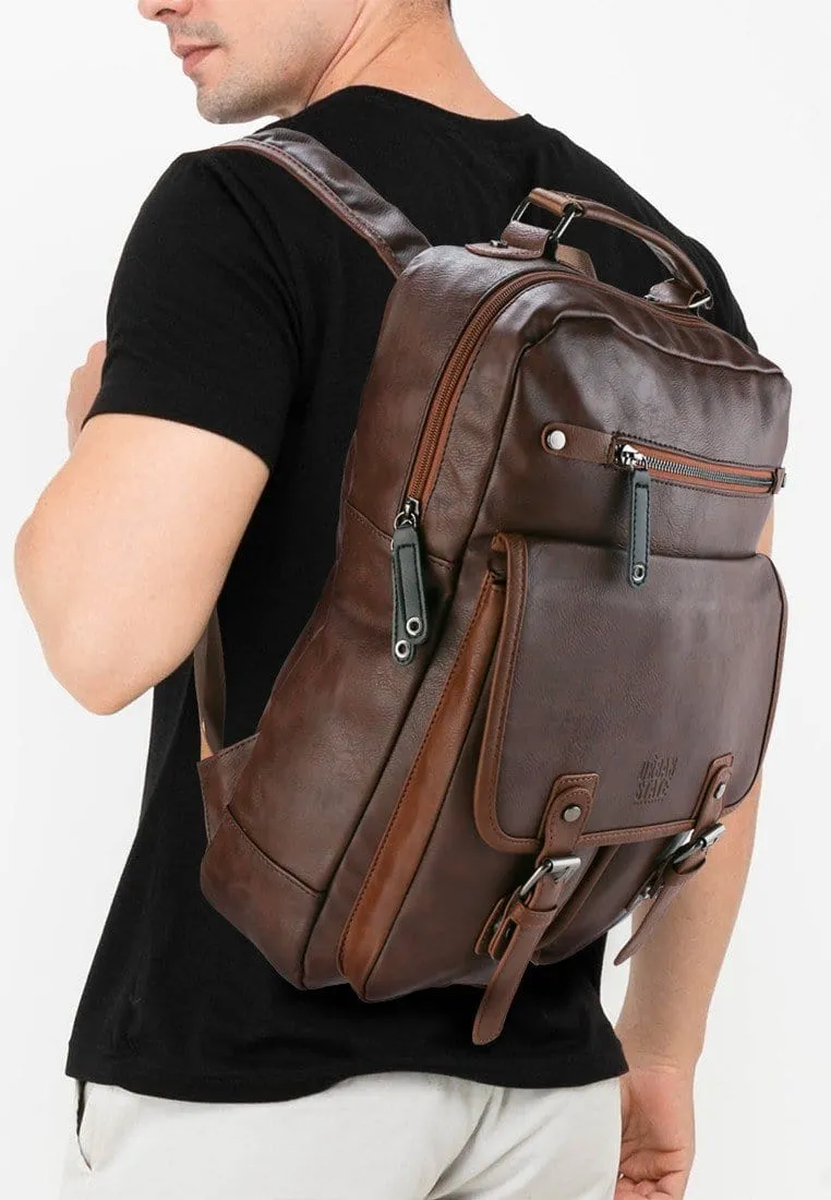 Pu Utility Large Backpack - Dark Brown