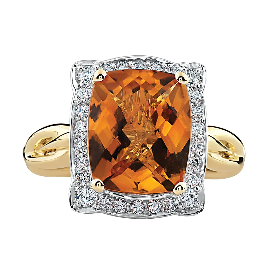 "MADEIRA" CITRINE & DIAMOND RING