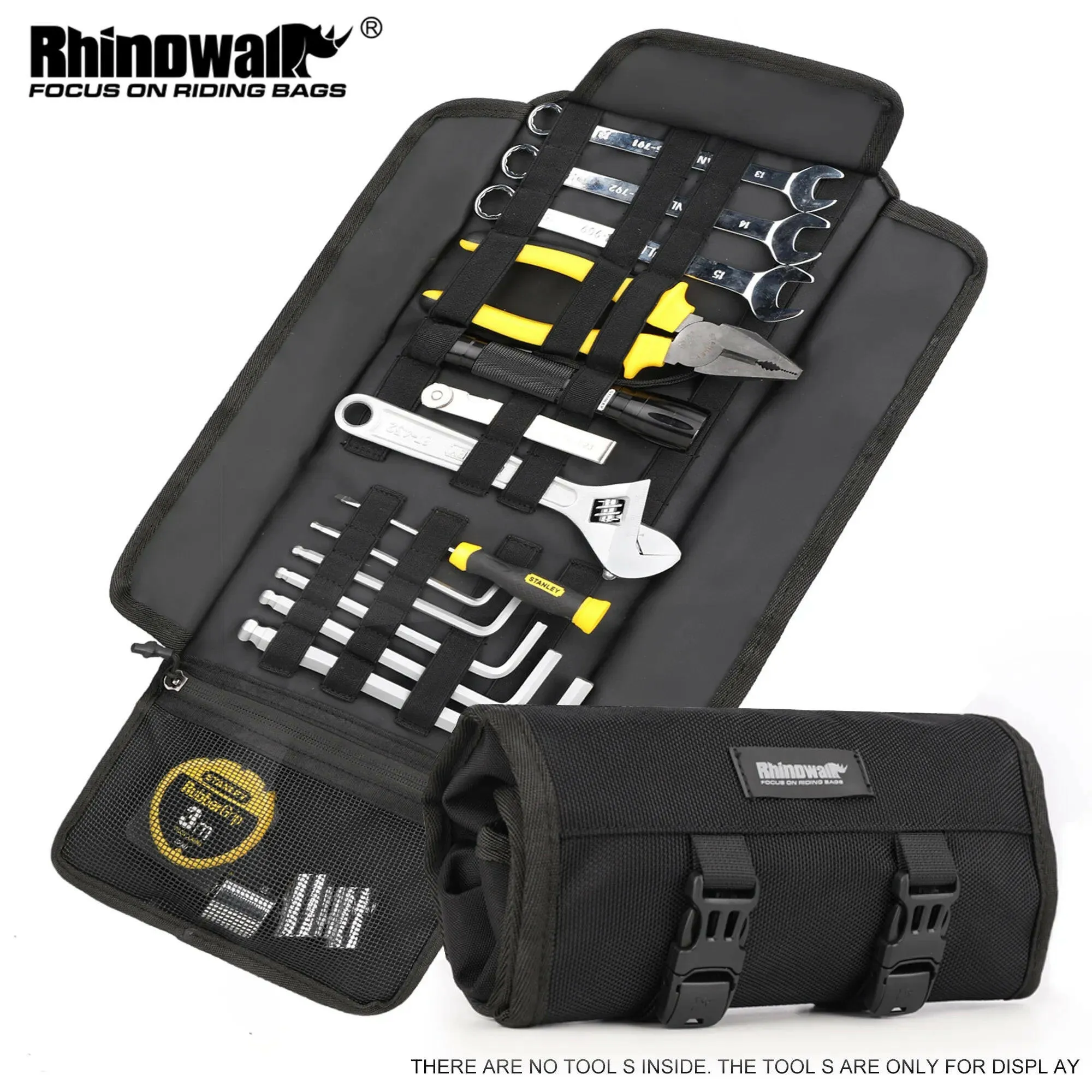 Rhinowalk Motorcycle Tool  Bag Roll Toolkit Saddle Bag Portable Repair Kit Storage Pouch Universal Large Capacity Side Tool Bag