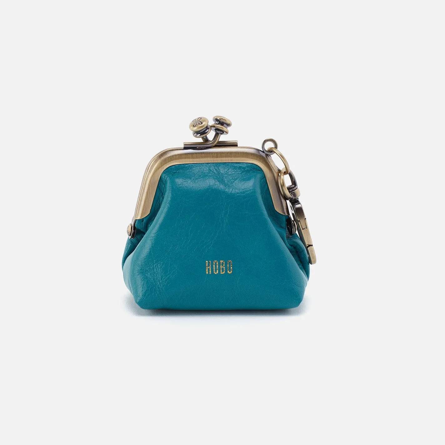Run Frame Pouch In Polished Leather - Biscayne Blue
