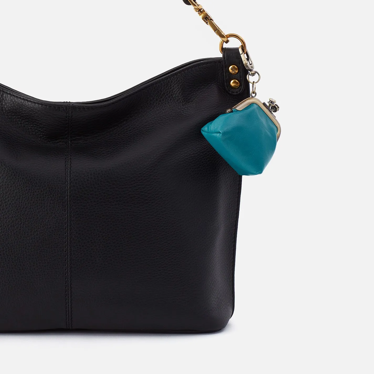 Run Frame Pouch In Polished Leather - Biscayne Blue