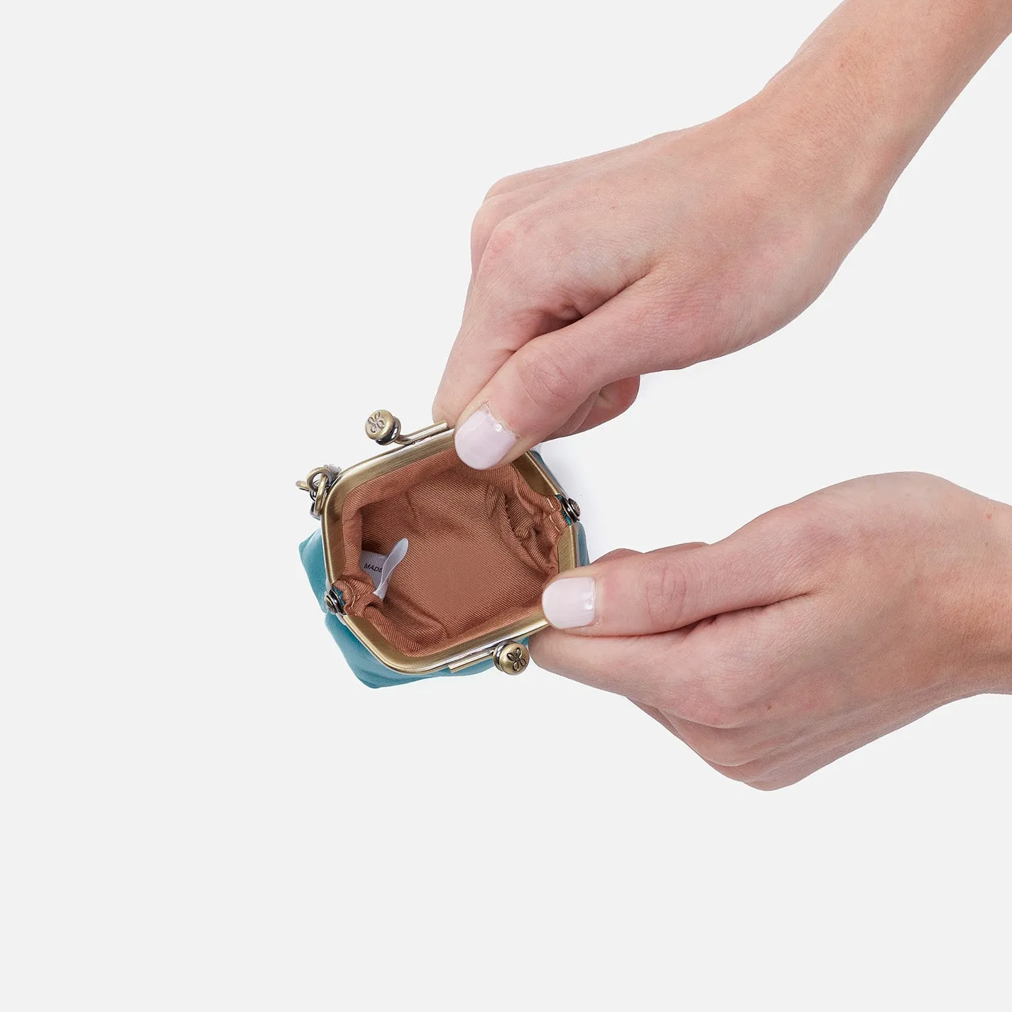 Run Frame Pouch In Polished Leather - Biscayne Blue