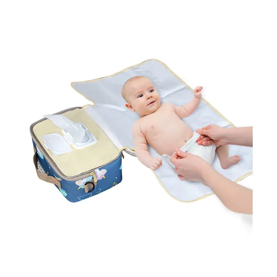 Sunveno Diaper Changing Clutch w/t Mat (Unicorn Blue)