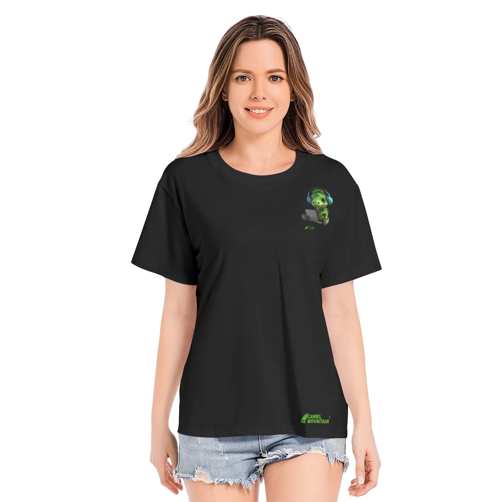 T-shirts of Cute Baby Dinosaur With Headphone Listening To Music