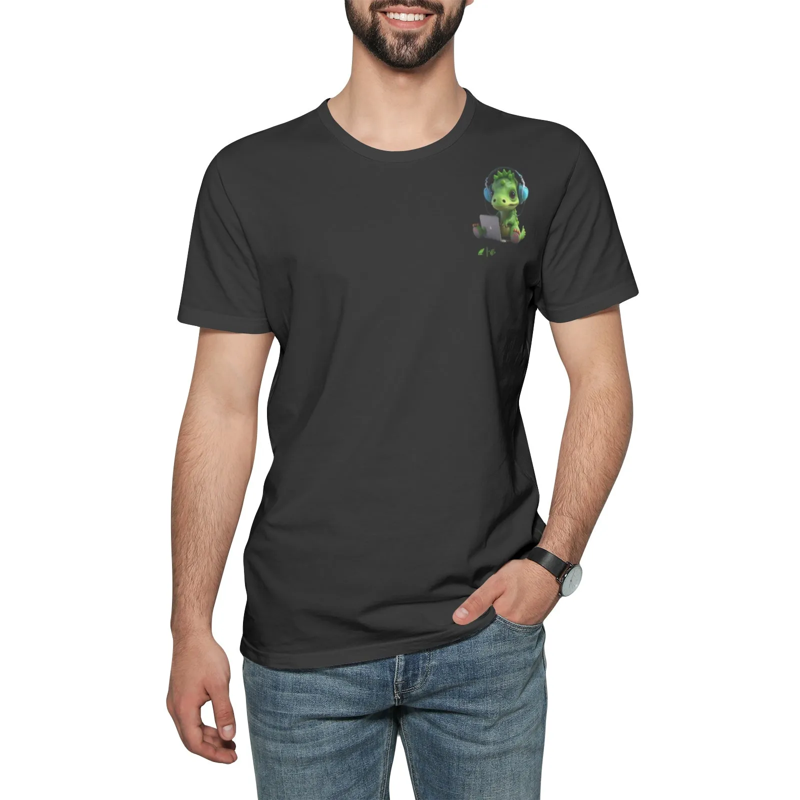 T-shirts of Cute Baby Dinosaur With Headphone Listening To Music