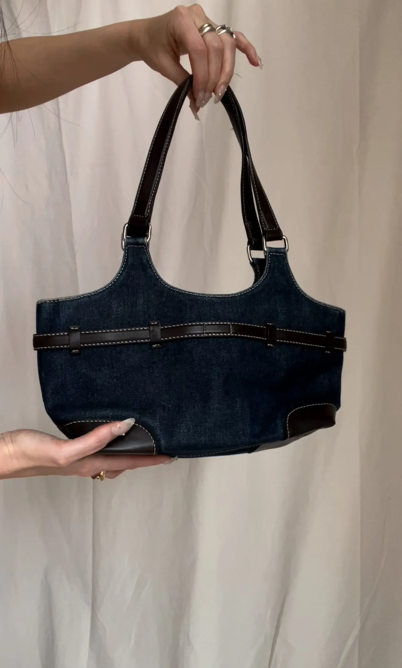 Vintage Denim Belted Bag